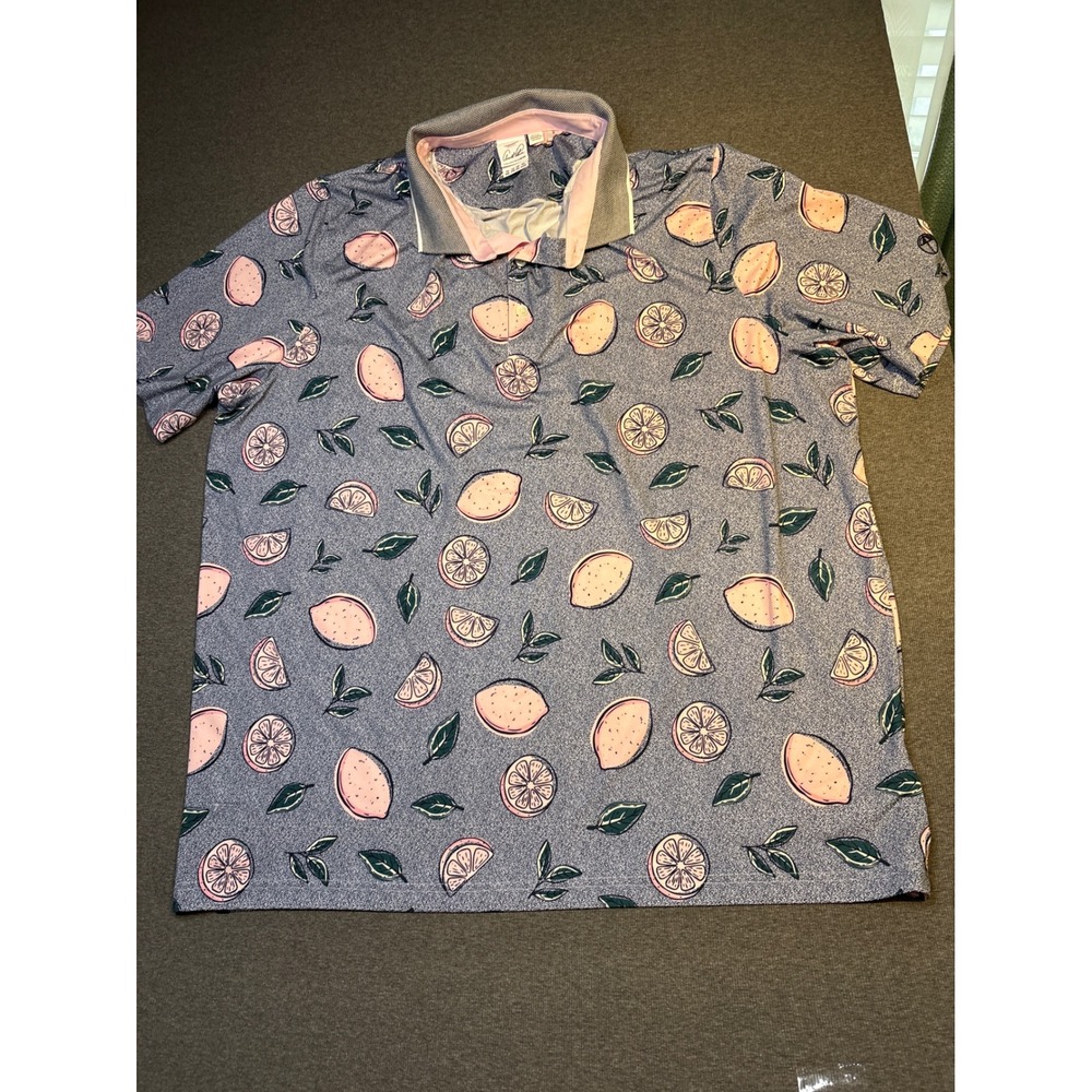 Arnold Palmer Puma Mens XXL Golf Polo Shirt Blue Pink‎ Lemon Citrus